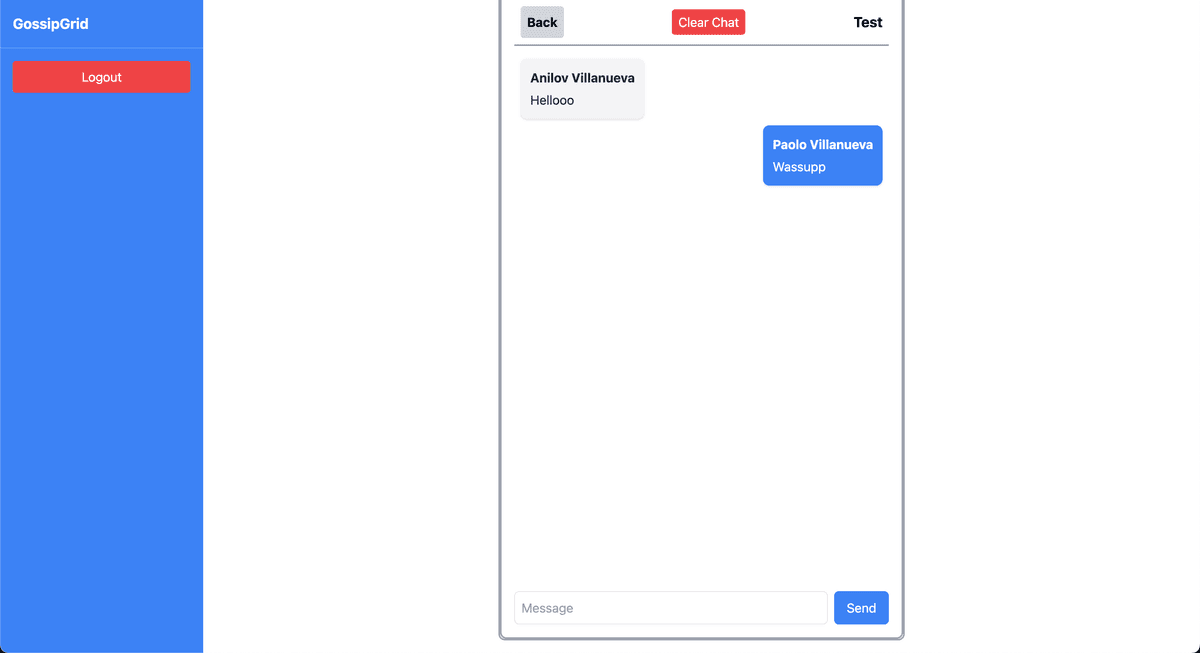 Real-time Chat Application (Gossip Grid) screenshot